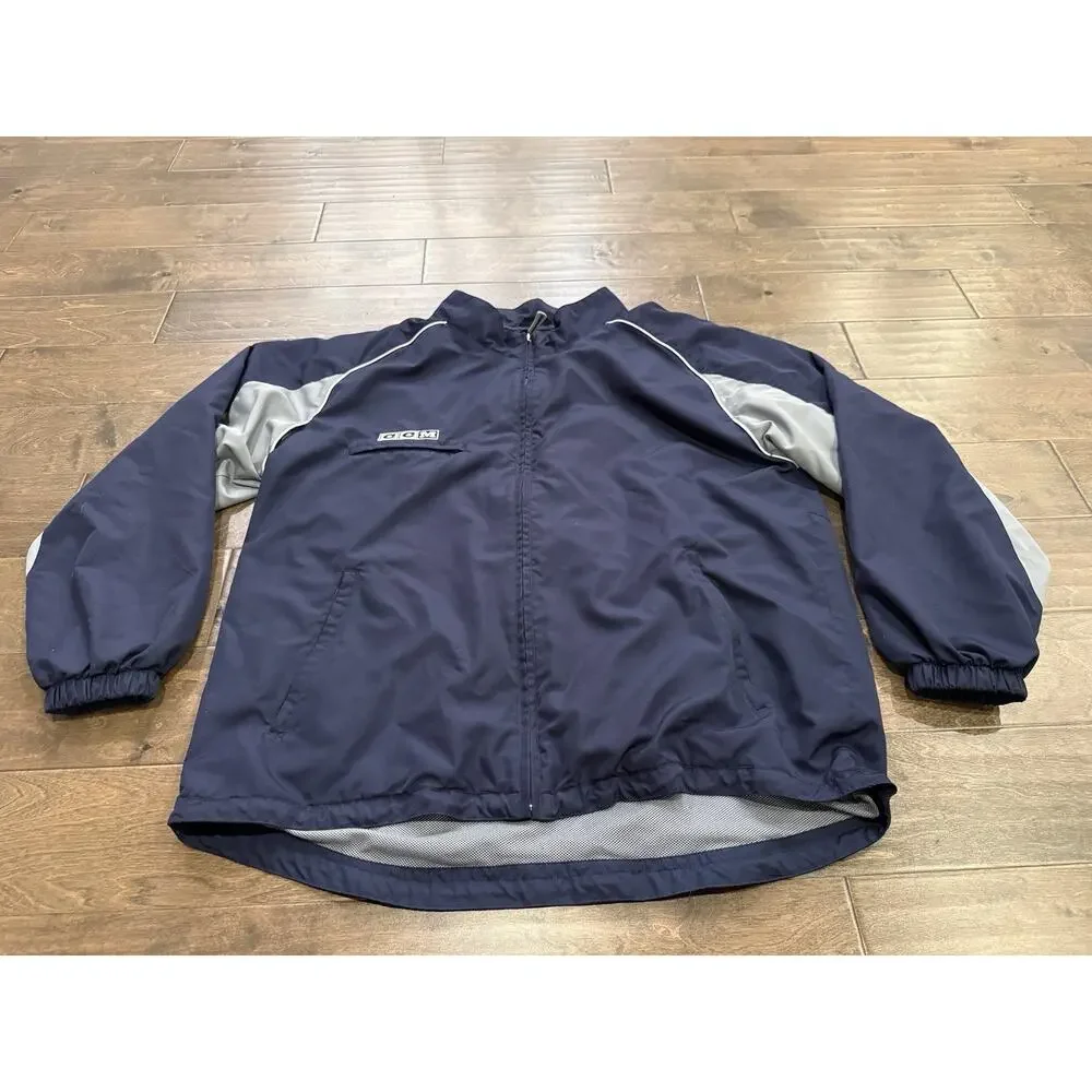 Vintage Reebok CCM Mens Blue Full Zip Hockey Warmup Windbreaker Jacket Size XL